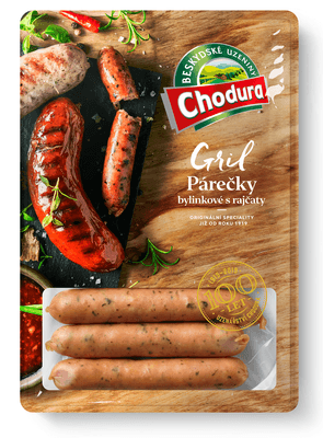 Chodura Gril Párečky bylinkové s rajčaty (86% masa)
