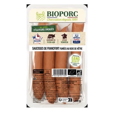 Naturalia Bioporc BIO Frankfurtské párky uzené na bukovém dřevě, 4x50g