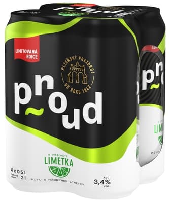 Proud S dotekem limetky 4x0,5l  plech