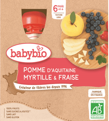 BabyBio BIO Kapsičky jablko, borůvky a jahody 4x90g