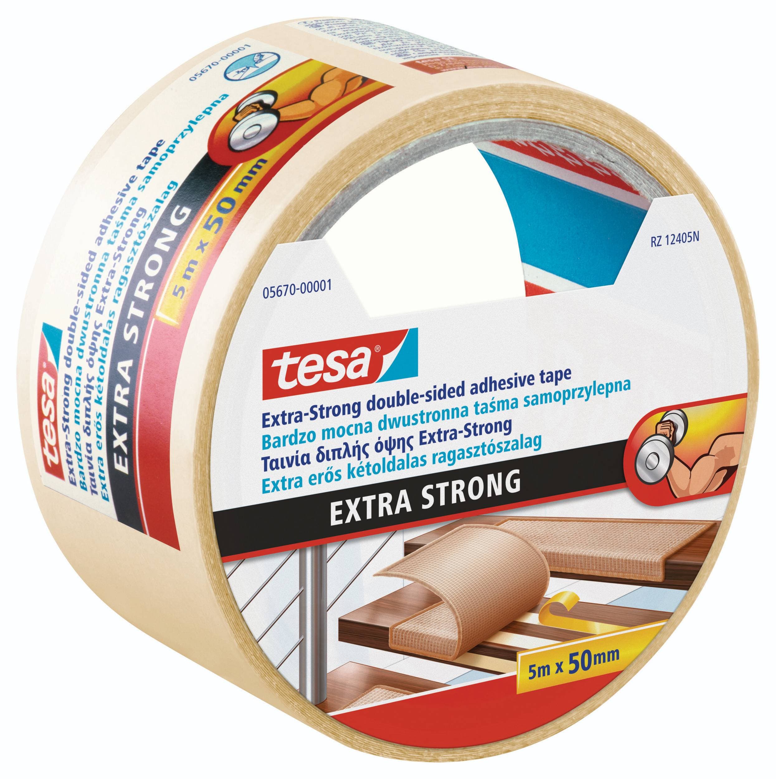 Tesa® Oboustranná kobercová páska, extra silně lepící, bílá, 5m x 50mm