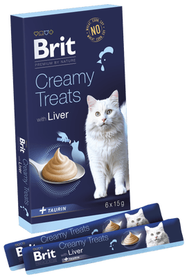 Brit Premium by Nature Cat Creamy Treats with Liver 6x15g, pro kočky