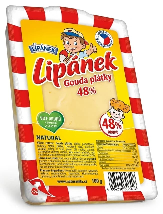 Lipánek Gouda plátky 48%
