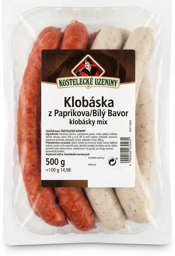 Kostelecké uzeniny Klobáska z Paprikova/Bílý Bavor klobásky mix