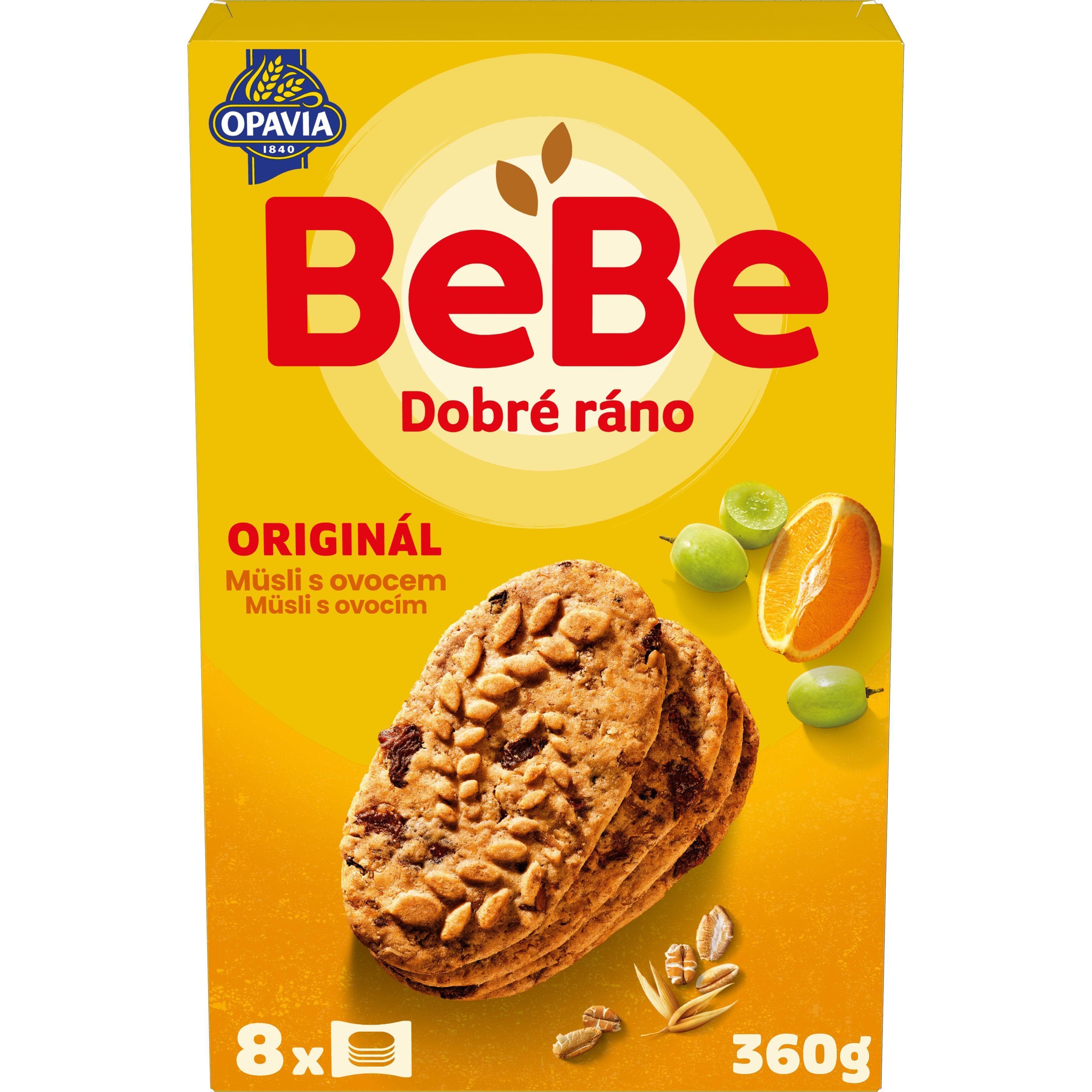 Opavia sušenky BeBe Dobré Ráno müsli s ovocem (8 × 45 g)