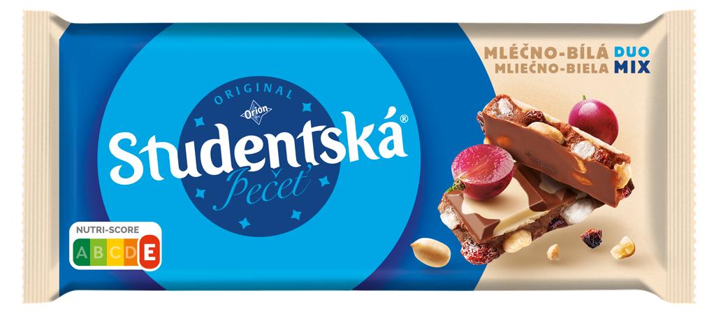 Orion Studentská pečeť Mléčno-Bílá čokoláda s arašídy, rozinkami a želé