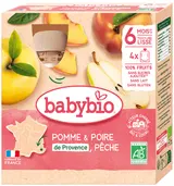 Babybio BIO Jablko s hruškou a broskví (4×90g)