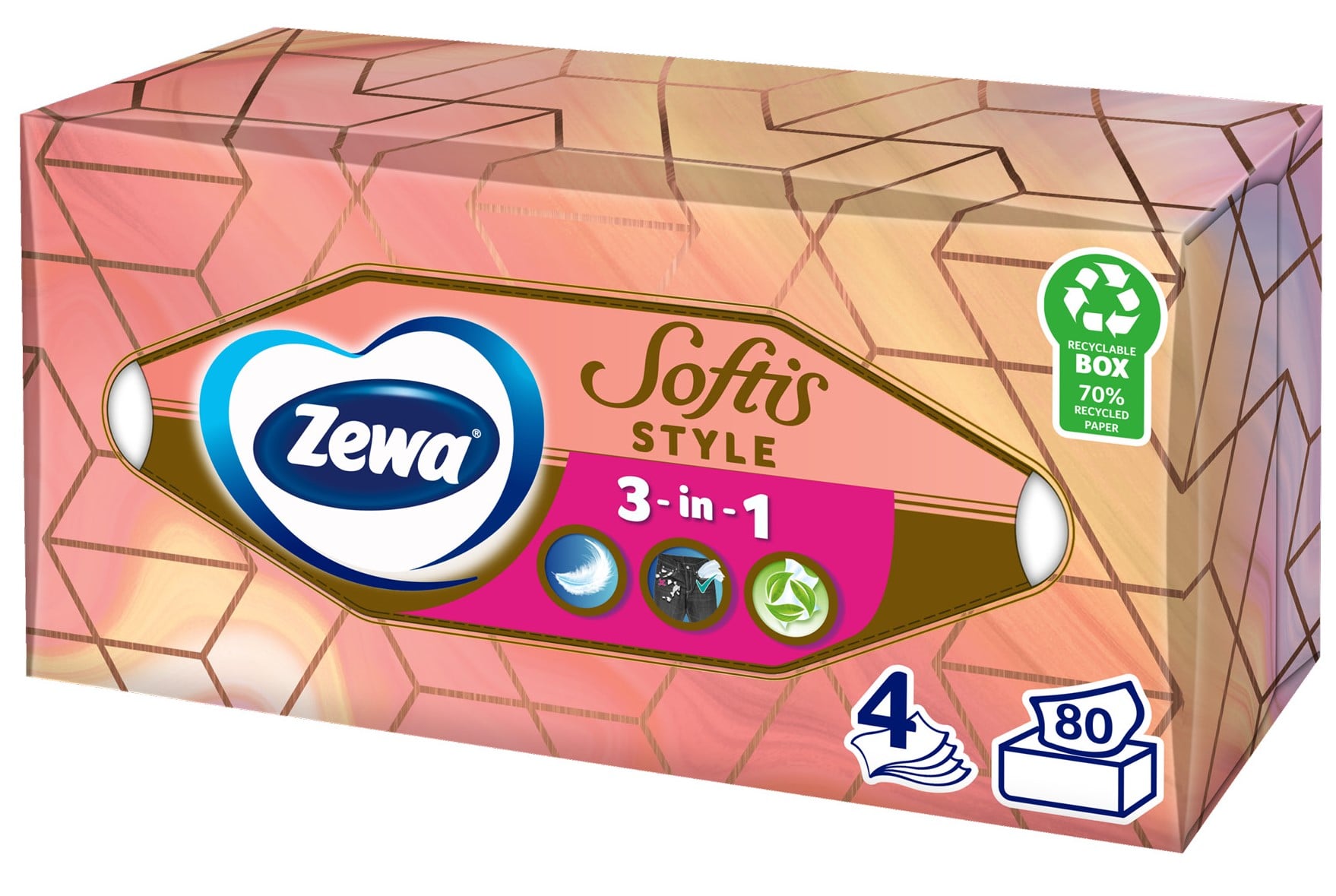 Zewa Softis Style Box papírové kapesníky 4vrstvé box