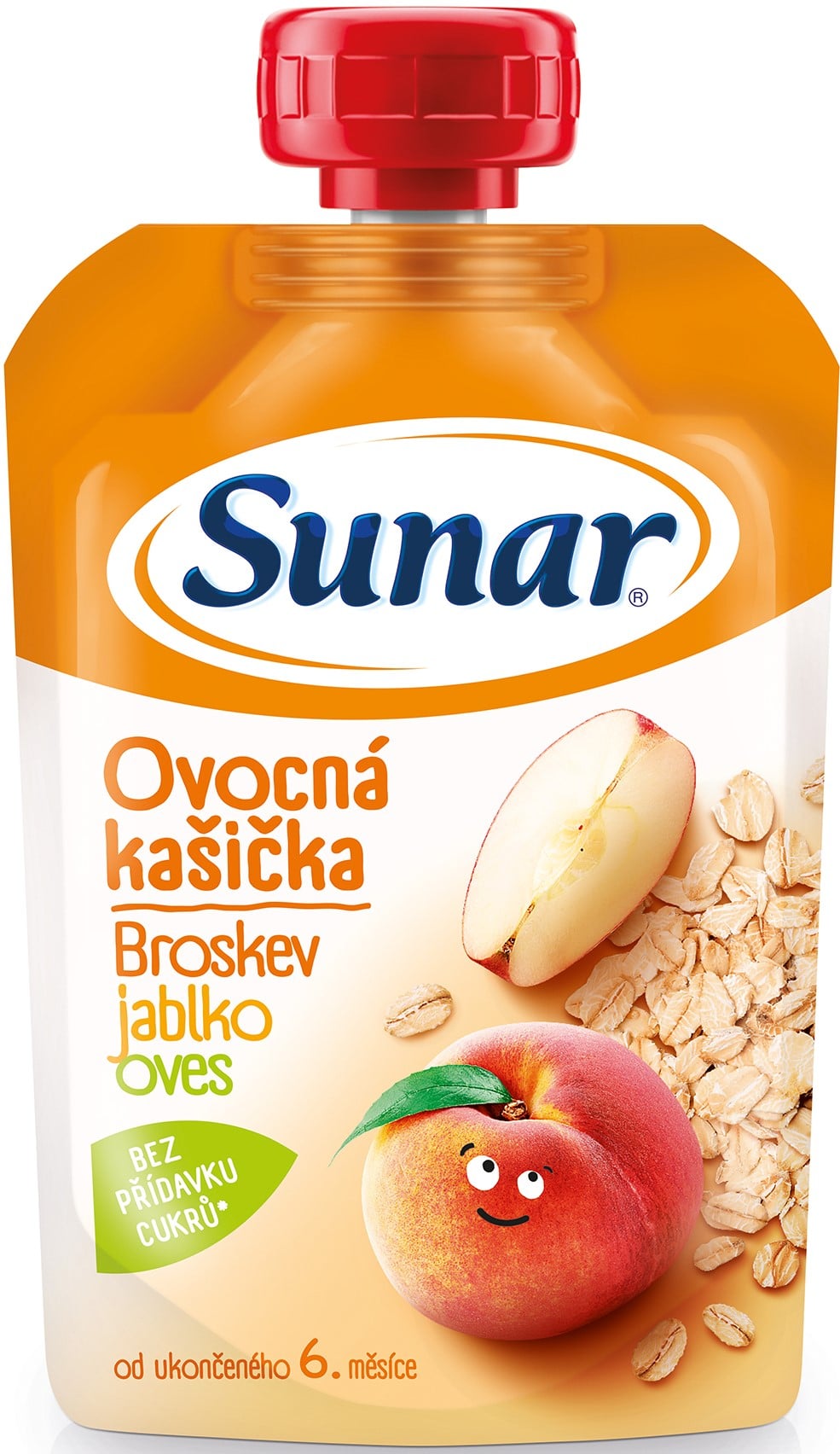 Sunar Kašička ovocná kapsička broskev, jablko a ovesné vločky od 6. měsíce