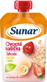 Sunar Kašička ovocná kapsička jahoda, banán a ovesné vločky od 6. měsíce