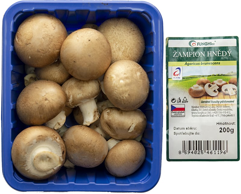 Žampiony hnědé, vanička