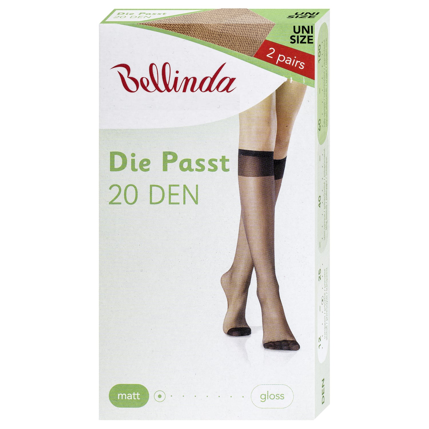 Bellinda Silonkové podkolenky DIE PASST, tělové, vel. UNI, 2 ks