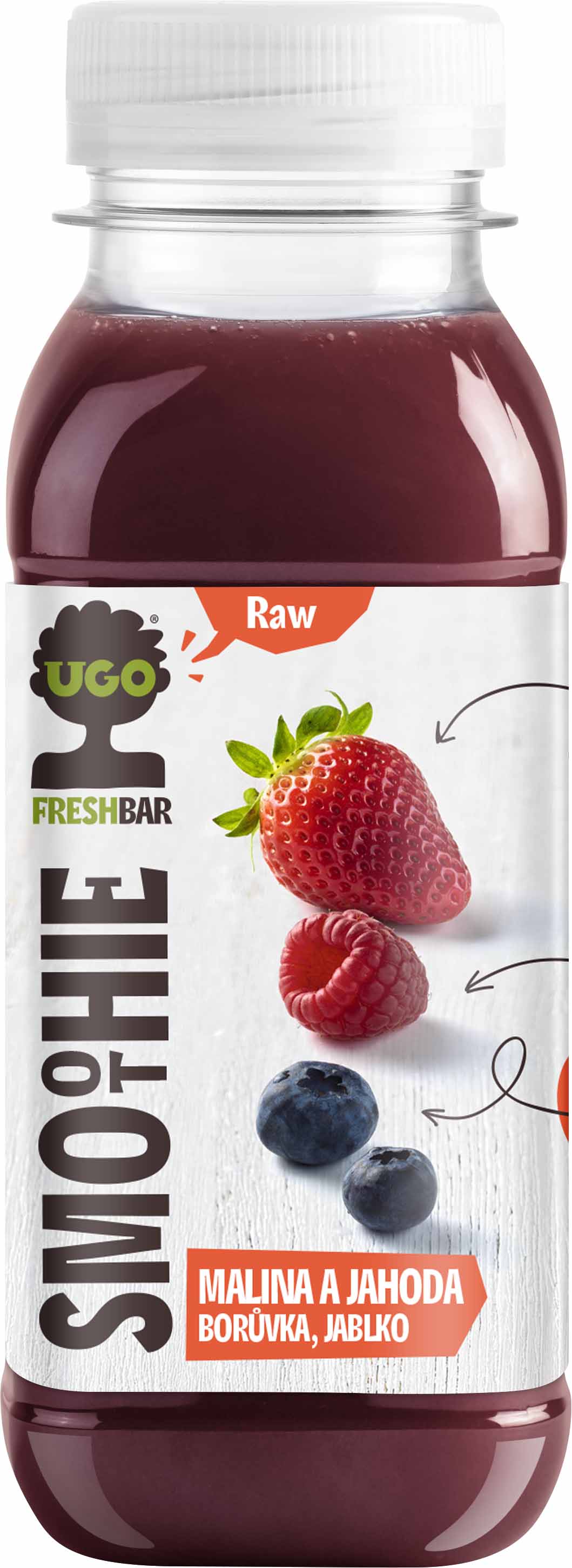 UGO RAW Smoothie malina, jahoda, borůvka a jablko