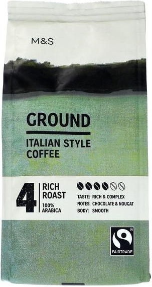 Marks & Spencer Středně pražená mletá italská káva (100% Arabica)