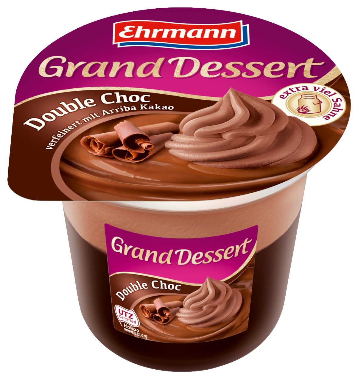 Ehrmann Grand Dessert puding dezert se šlehačkou Double Choc