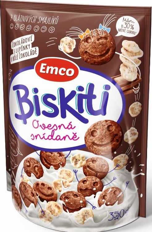 Emco Biskiti Čokoládoví s bílými čokolupínky