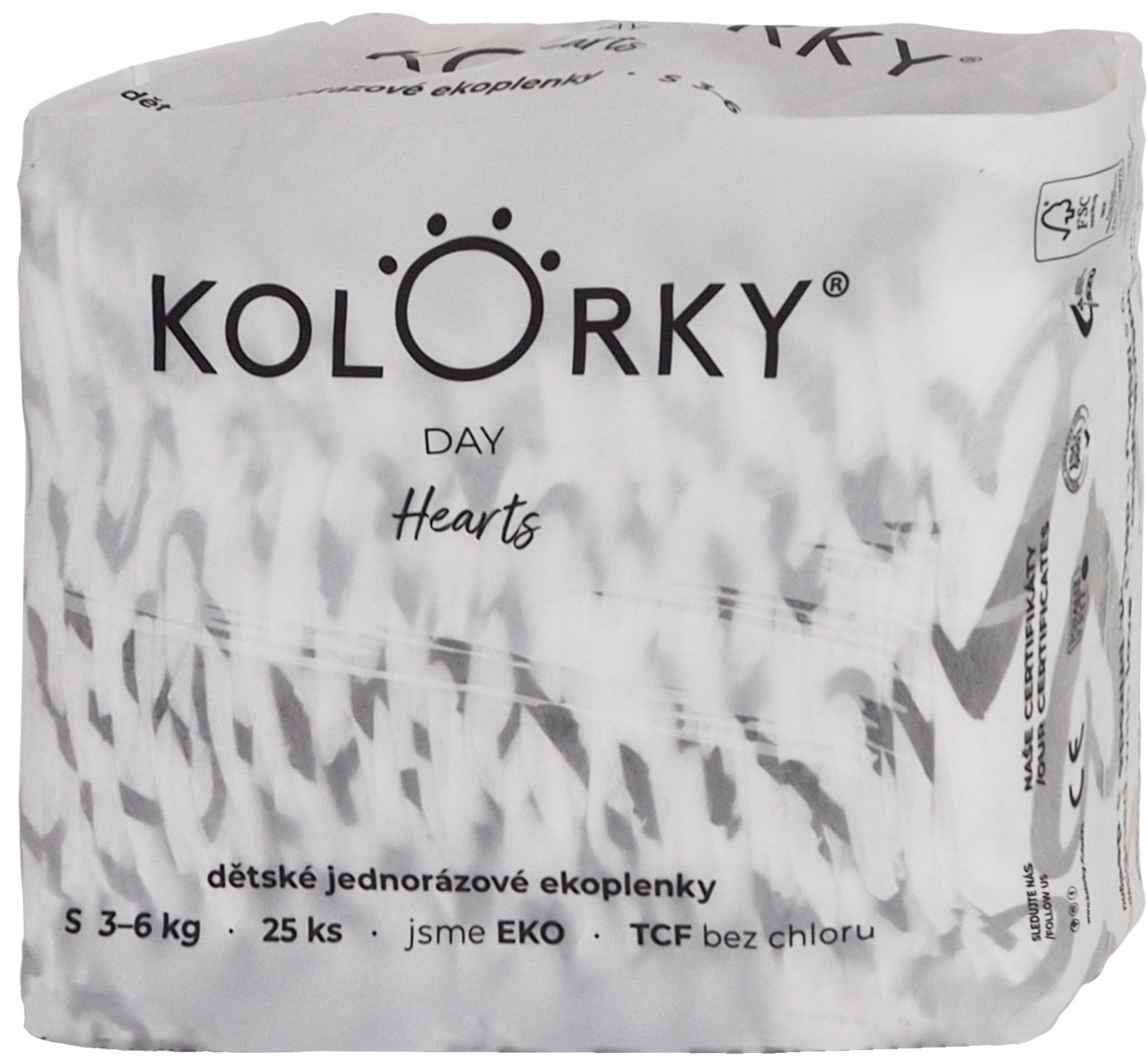 Kolorky EKO Jednorázové plenky day S srdce (3–6 kg) 25 ks