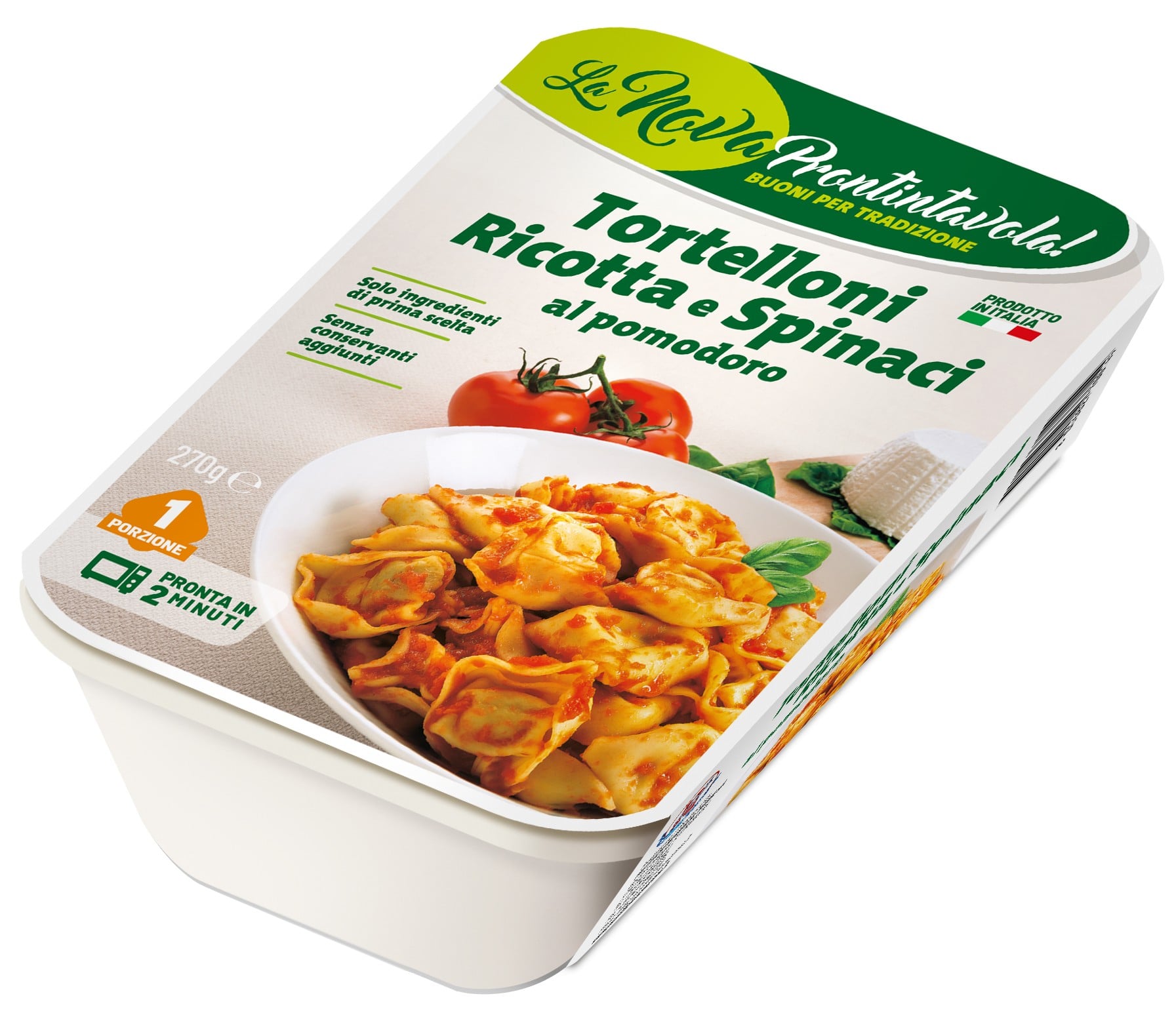 La Nova Prontintavola Tortelloni plněné ricottou a špenátem v tomatové omáčce