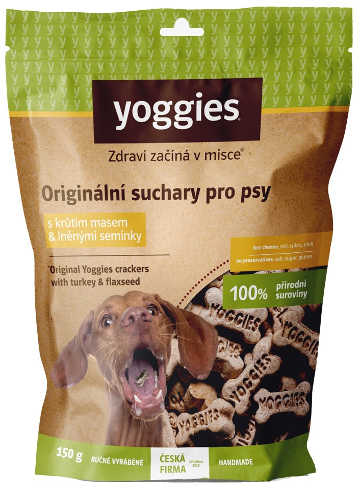 Yoggies Originální suchary pro psy s krůtím masem & lněnými semínky