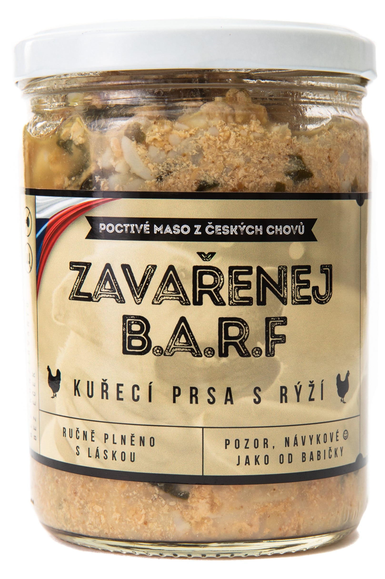 Do psí misky Zavařenej BARF Kuřecí prsa s rýží a zeleninou