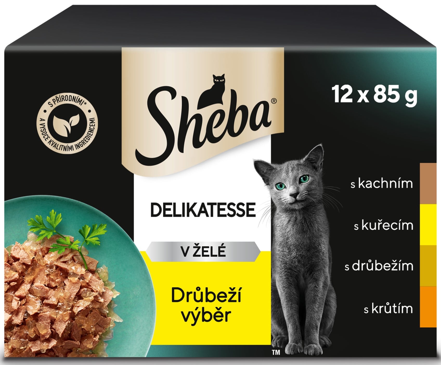 Sheba Delicacy drůbeží výběr v želé kapsičky pro dospělé kočky 12×85 g