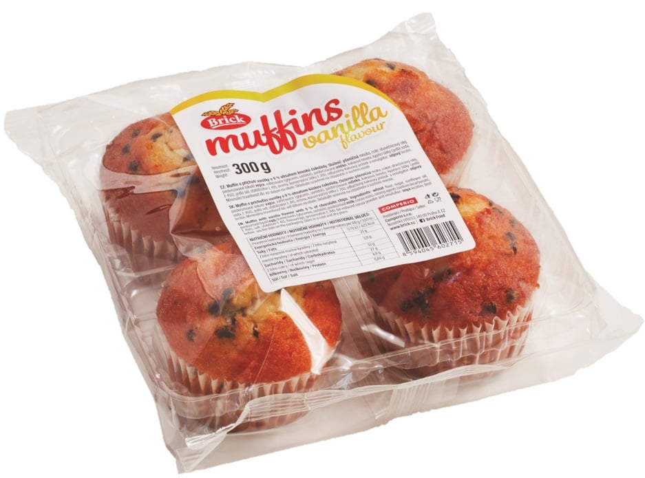 Brick Muffiny s příchutí vanilky s kousky čokolády