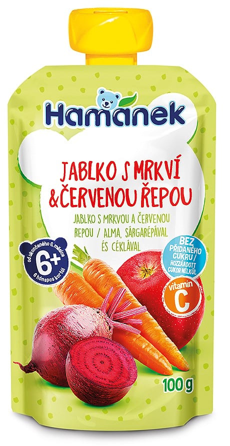 Hamánek Ovocná kapsička jablko, mrkev a červená řepa