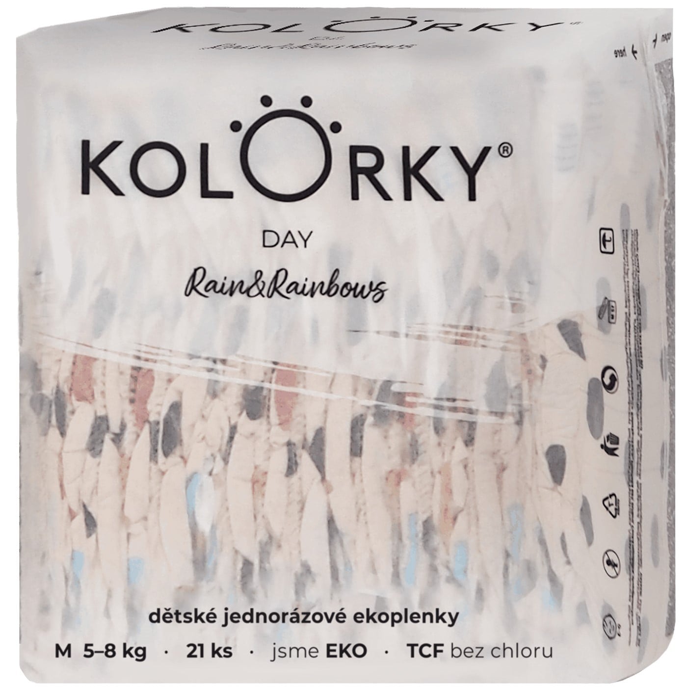 Kolorky EKO Jednorázové plenky day M déšť a duhy (5–8 kg) 21 ks