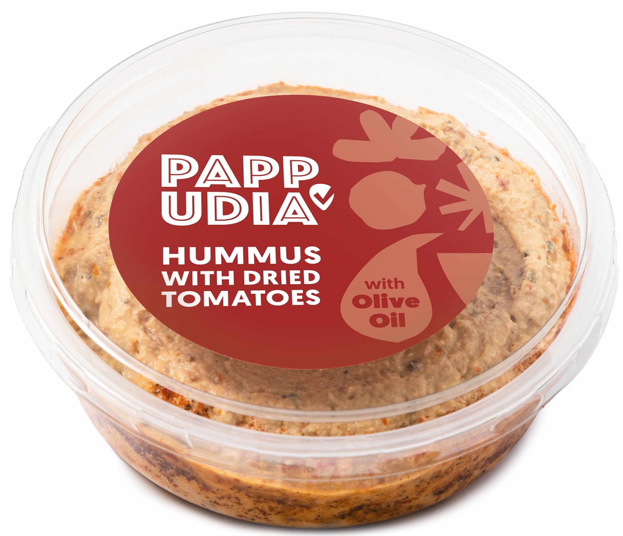 Pappudia Hummus se sušenými rajčaty a panenským olivovým olejem