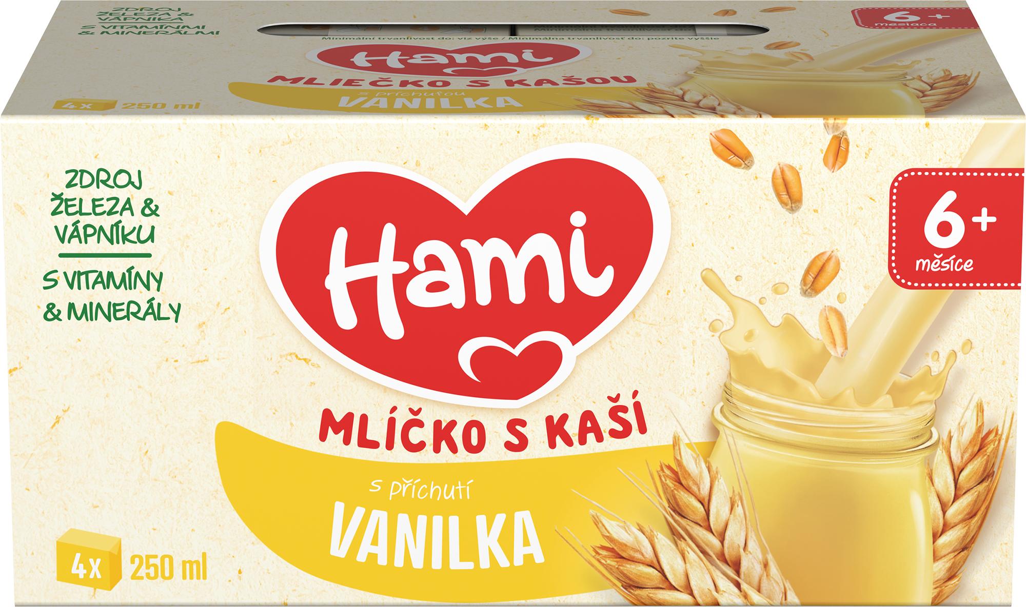 Hami Mlíčko s kaší s příchutí vanilky 4×250 ml