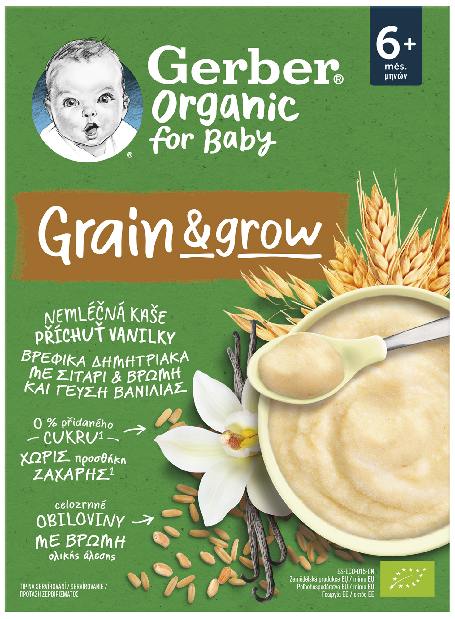 Gerber Organic BIO Nemléčná kaše s příchutí vanilky
