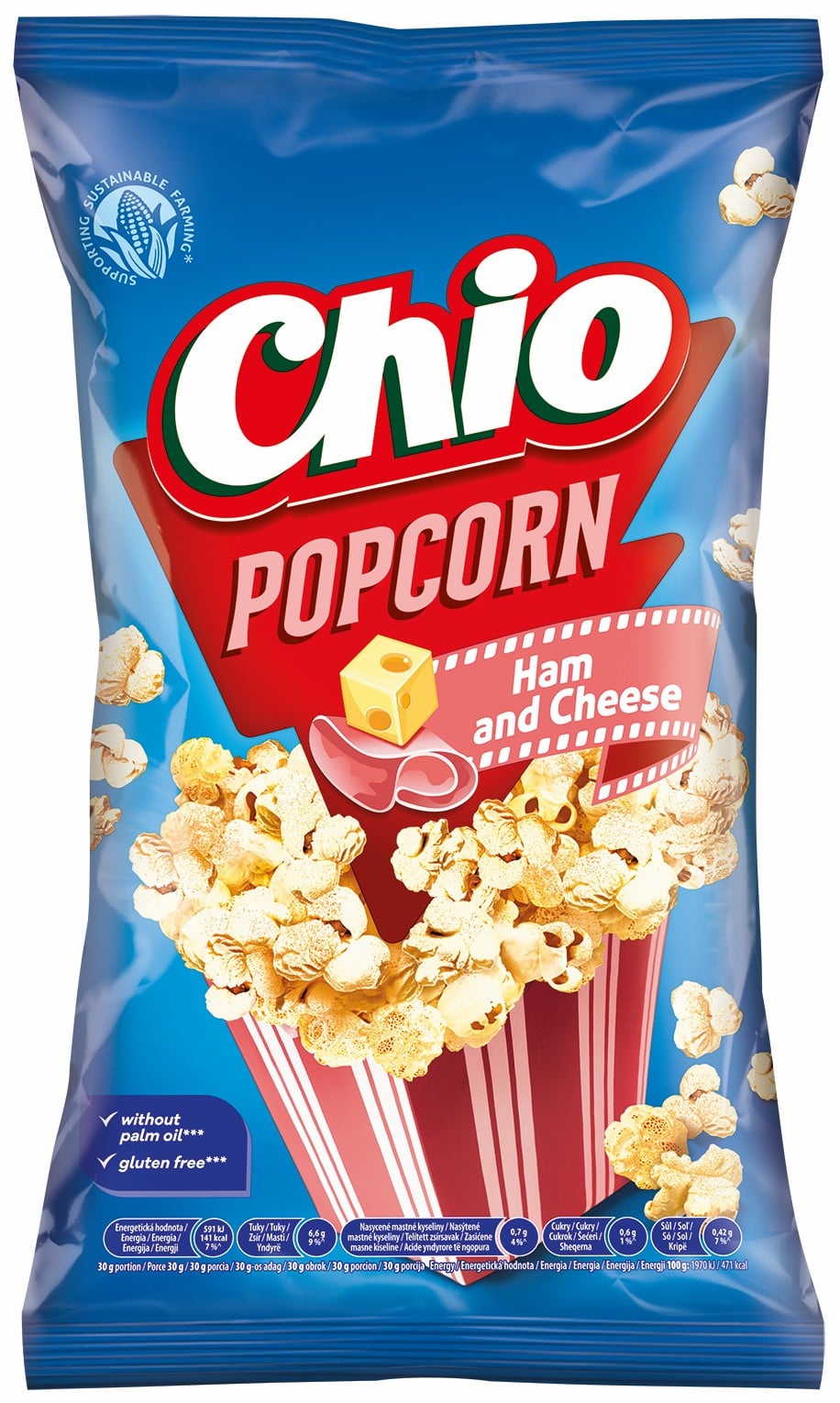 Chio Ready to Eat Popcorn šunka a sýr