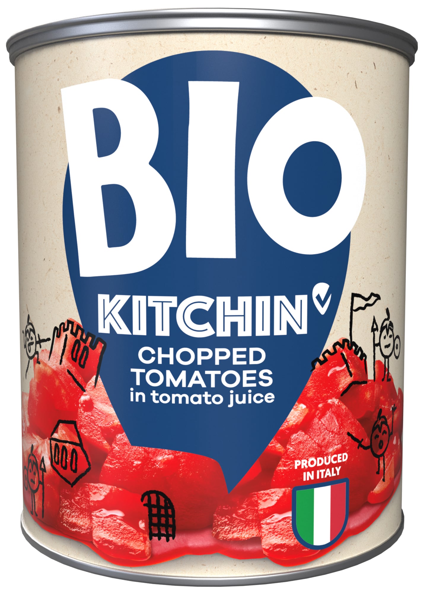 Kitchin BIO Krájená loupaná rajčata v rajčatové šťávě
