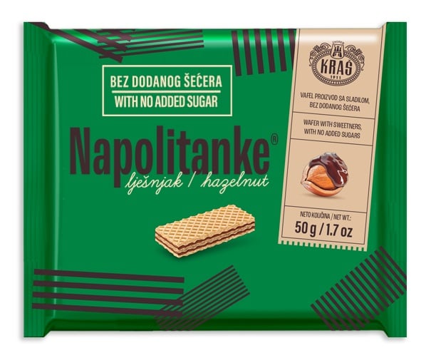 Kraš Napolitanke Oplatky s lískooříškovou náplní bez přídavku cukru