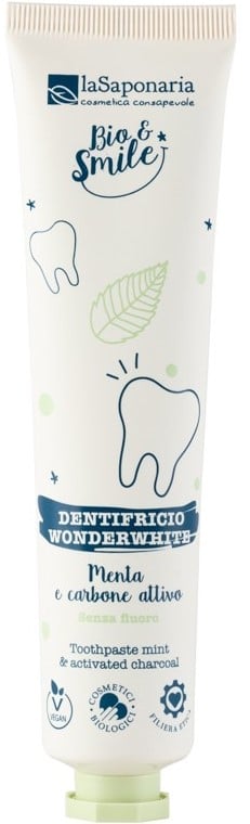 laSaponaria BIO WonderWhite bělicí zubní pasta máta a aktivní uhlí