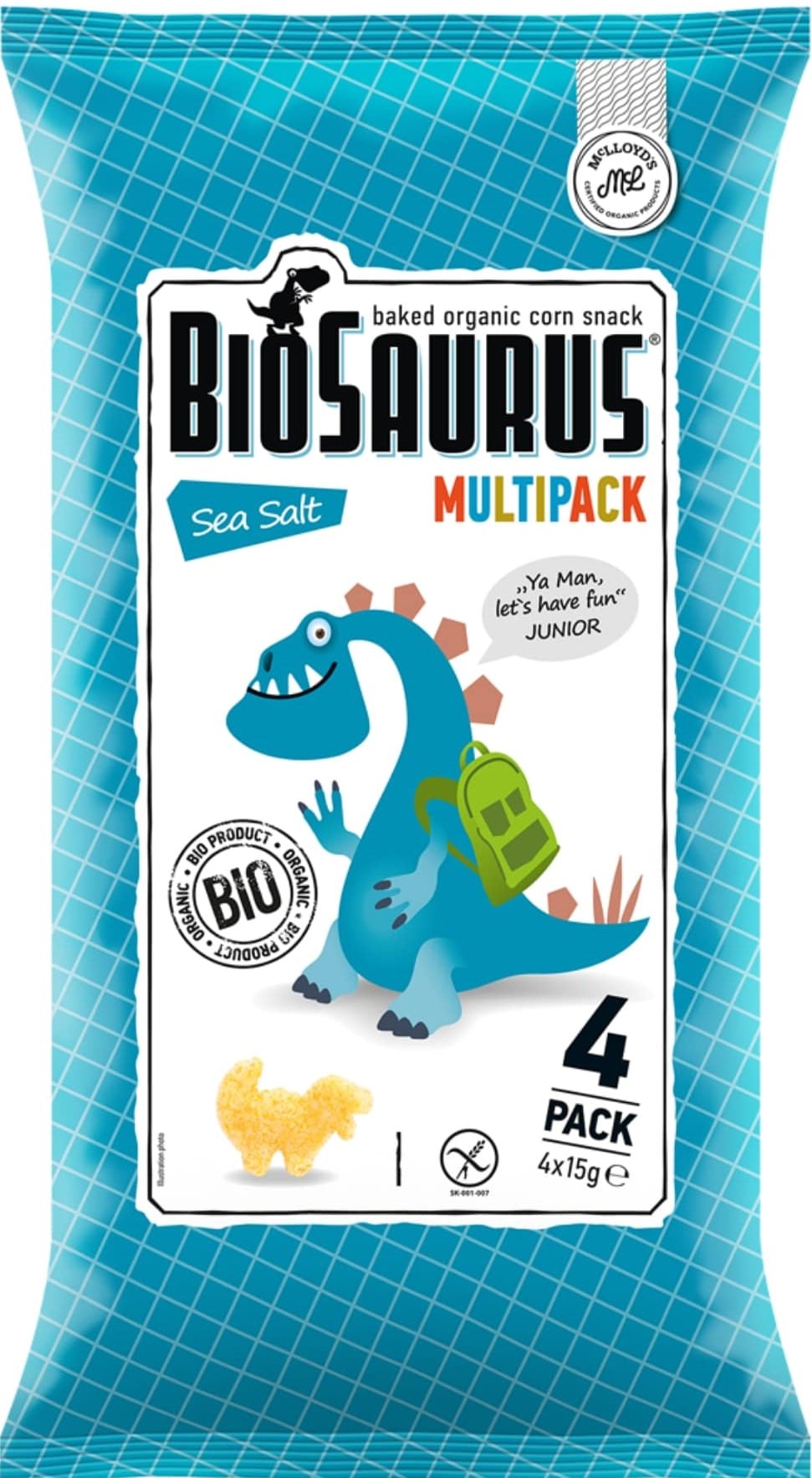 BioSaurus BIO Kukuřičný snack slaný 4×15 g