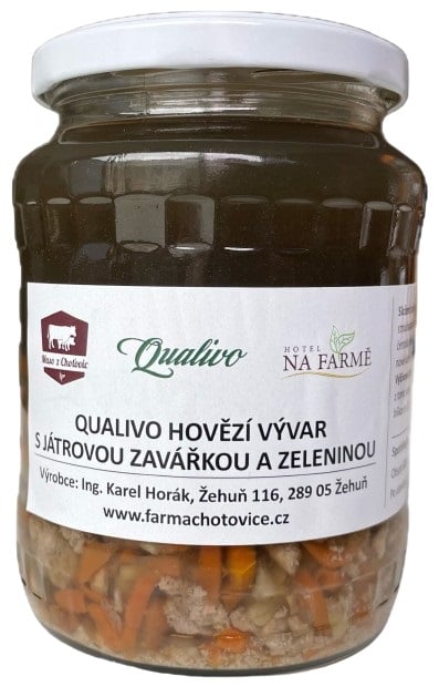 Qualivo Hovězí vývar s játrovou zavářkou a zeleninou