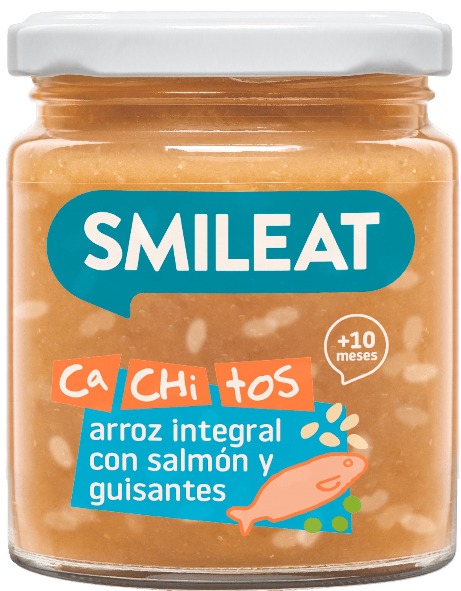 Smileat BIO Příkrm s kousky lososa, zeleninou, hnědou rýží a extra panenským olivovým olejem