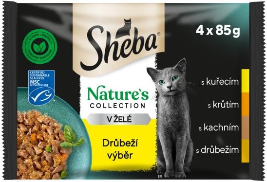 Sheba Nature's Collection drůbeží výběr v želé kapsičky pro dospělé kočky 4×85 g