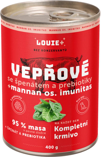 Louie Kompletní krmivo vepřové se špenátem a prebiotiky pro psy