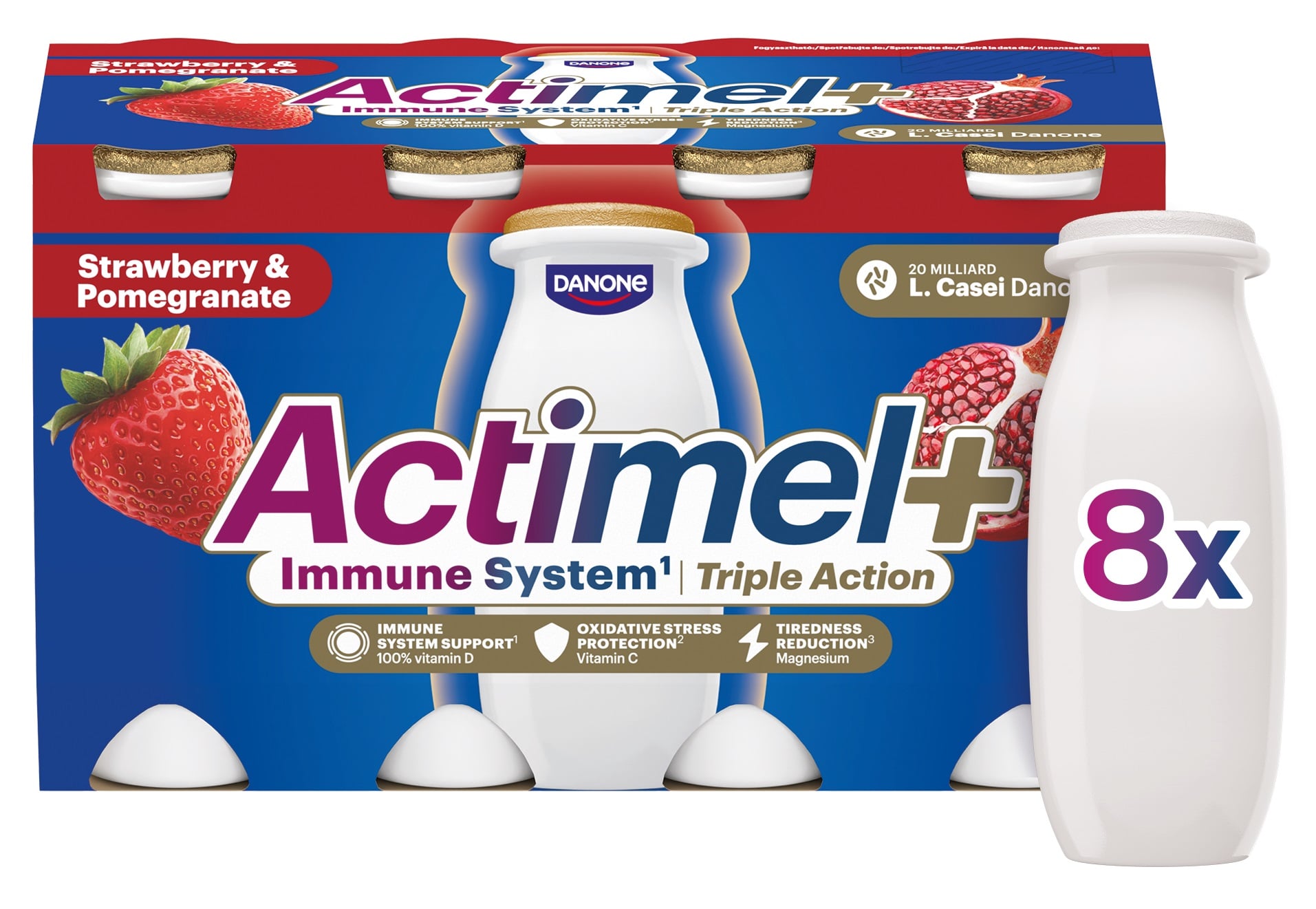 Actimel Probiotický jogurtový nápoj jahoda a granátové jablko 8×100 g