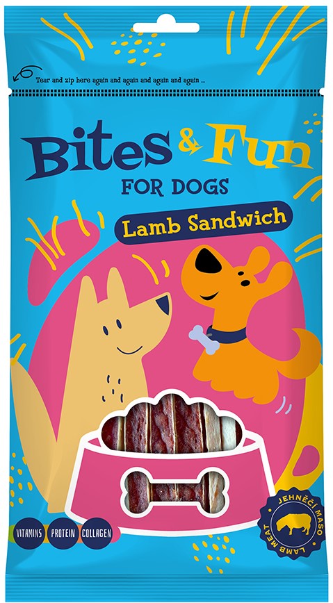 Akinu Bites & Fun jehněčí sendvič pamlsek pro psy
