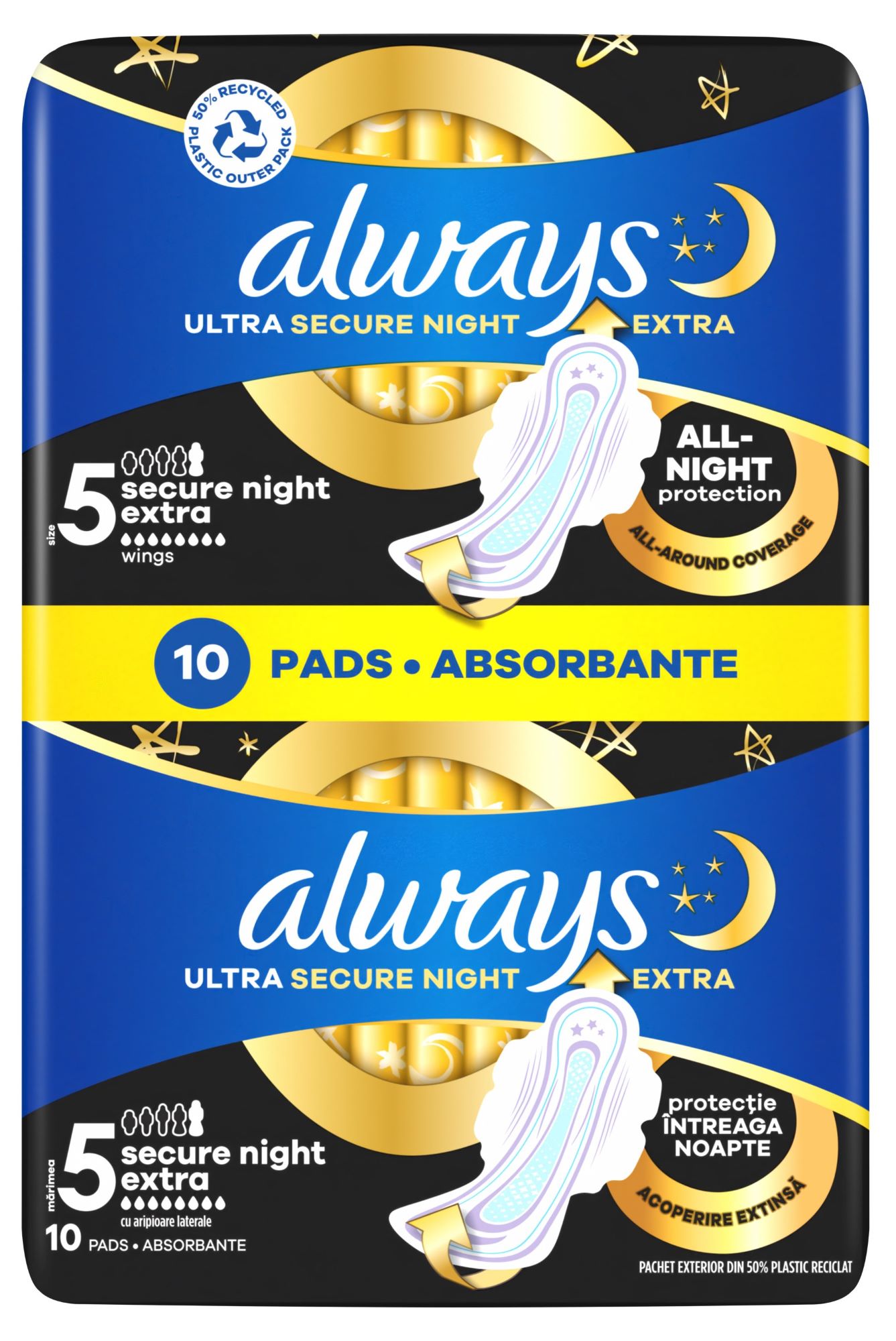 Always Ultra Secure Night Extra hygienické vložky s křidélky