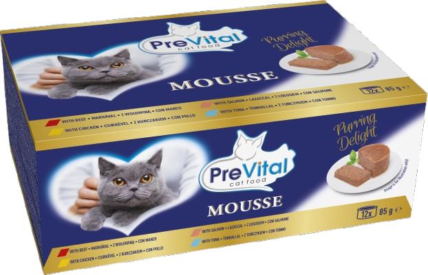 PreVital Mousse jemná paštika pro kočky multipack, 12×85 g
