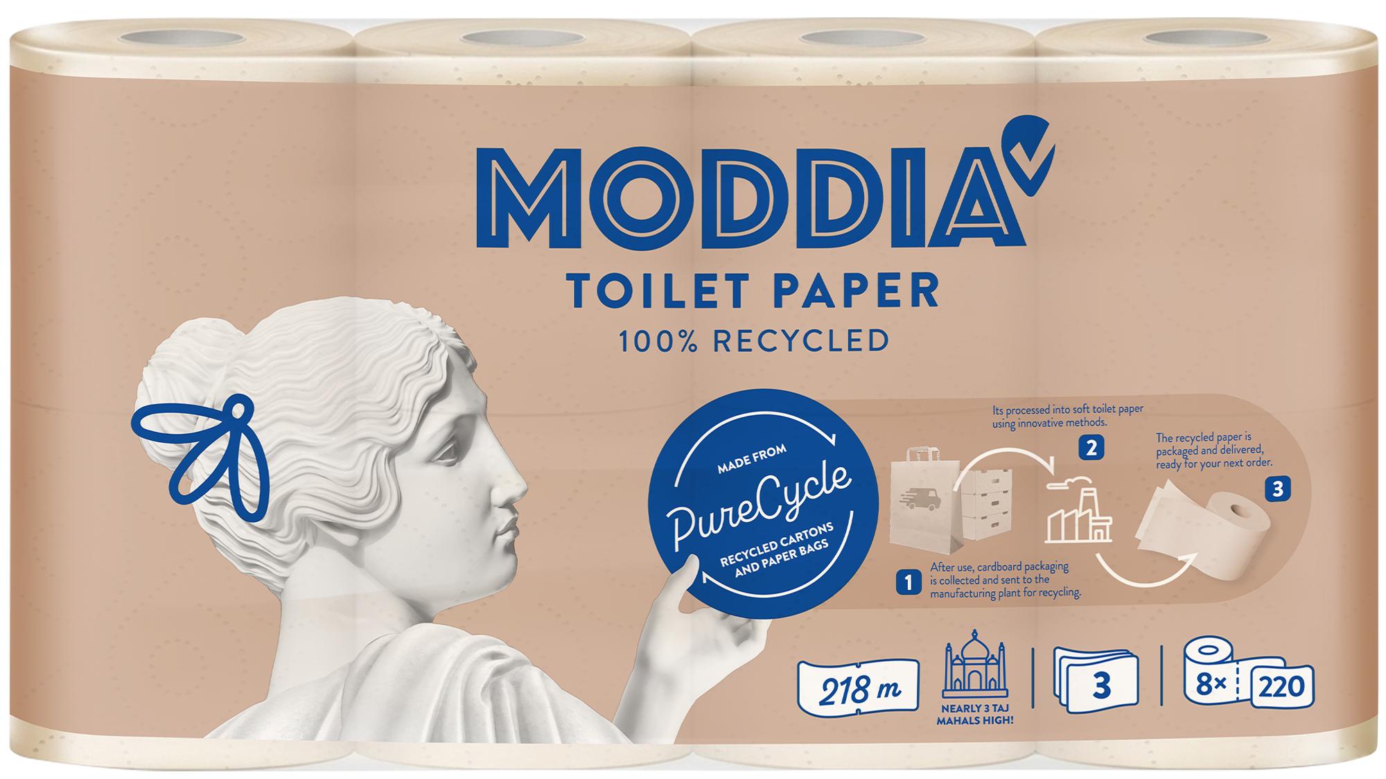 Moddia Toaletní papír PureCycle 3vrstvý, 8 ks