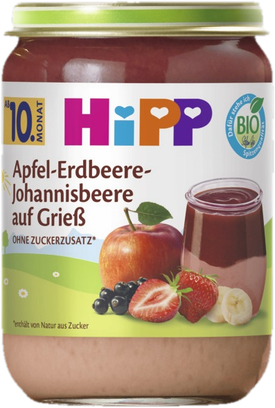 HiPP BIO Krupička s jablky, jahodami a černým rybízem