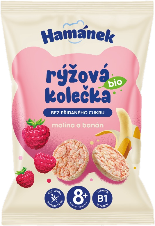 Hamánek BIO Rýžová kolečka malina a banán