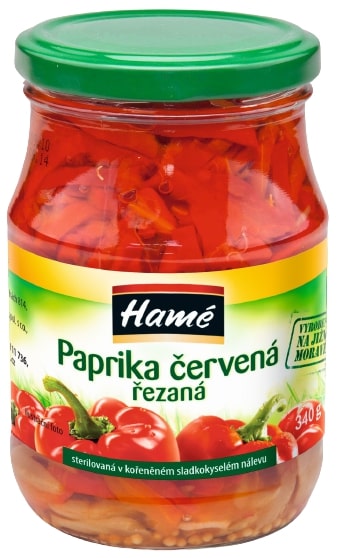 Hamé paprika červená řezaná sterilovaná