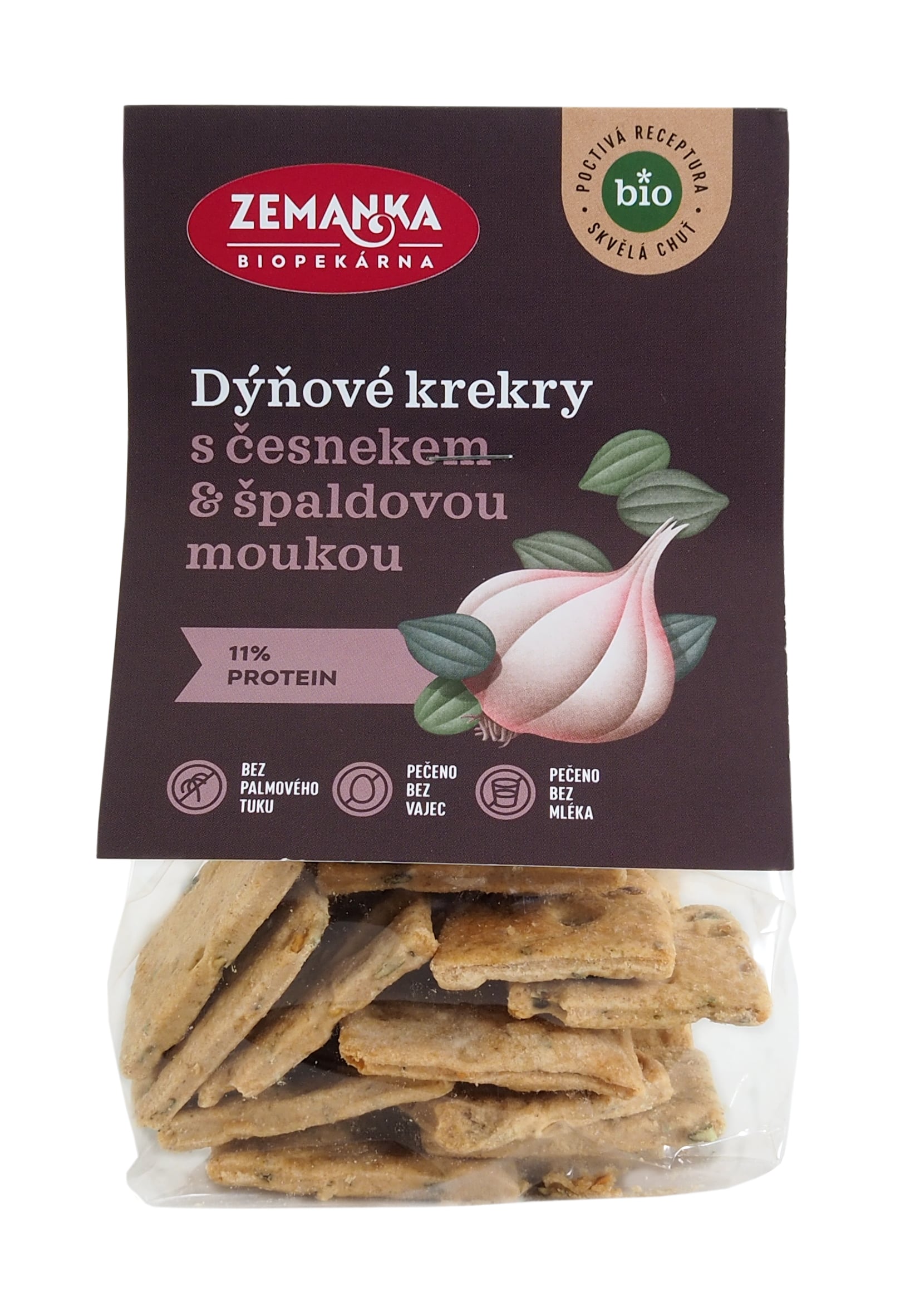 Biopekárna Zemanka BIO Dýňové krekry se špaldou a česnekem