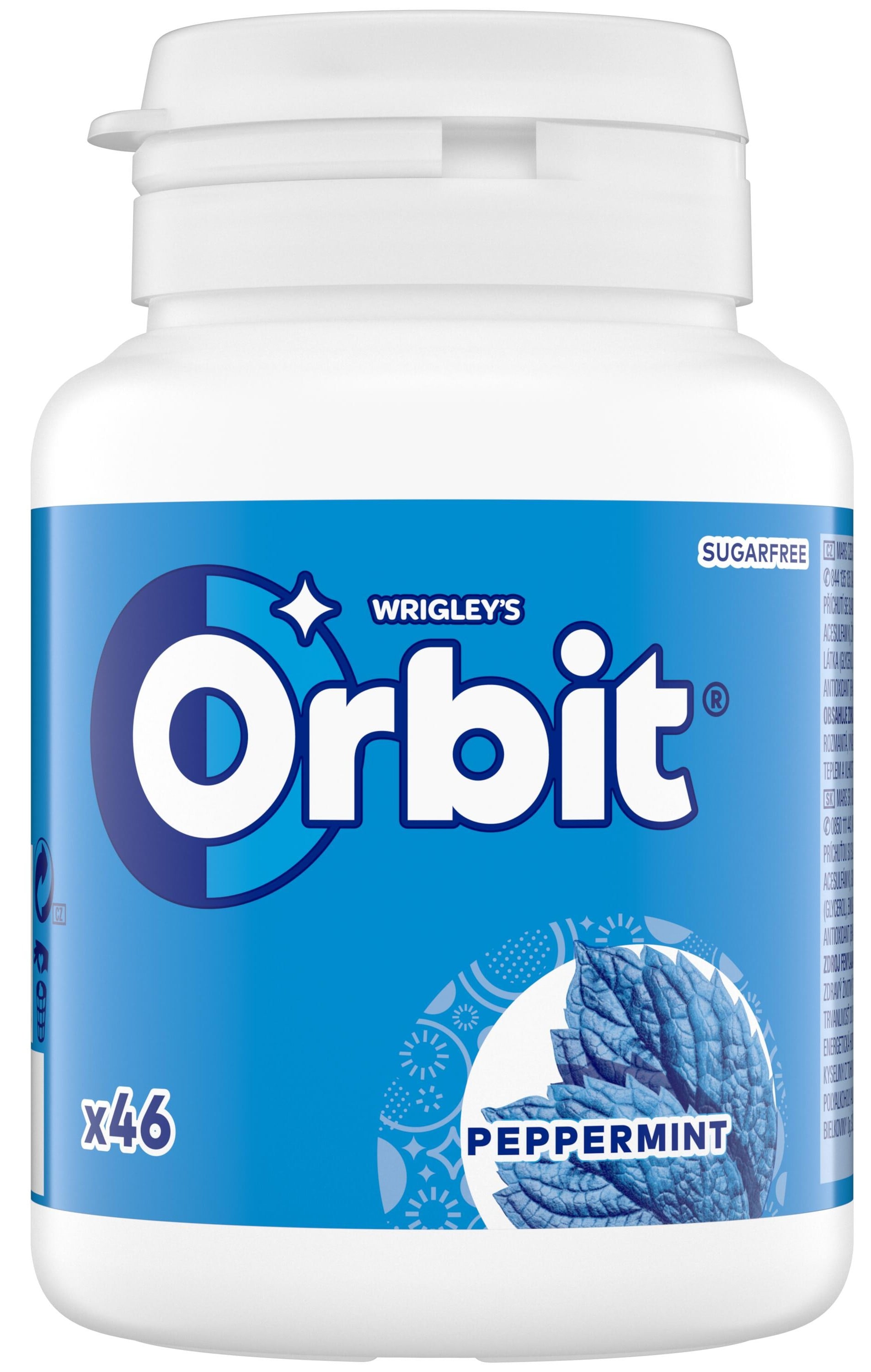Wrigley's Orbit Žvýkačky bez cukru s peppermintovou příchutí dóza